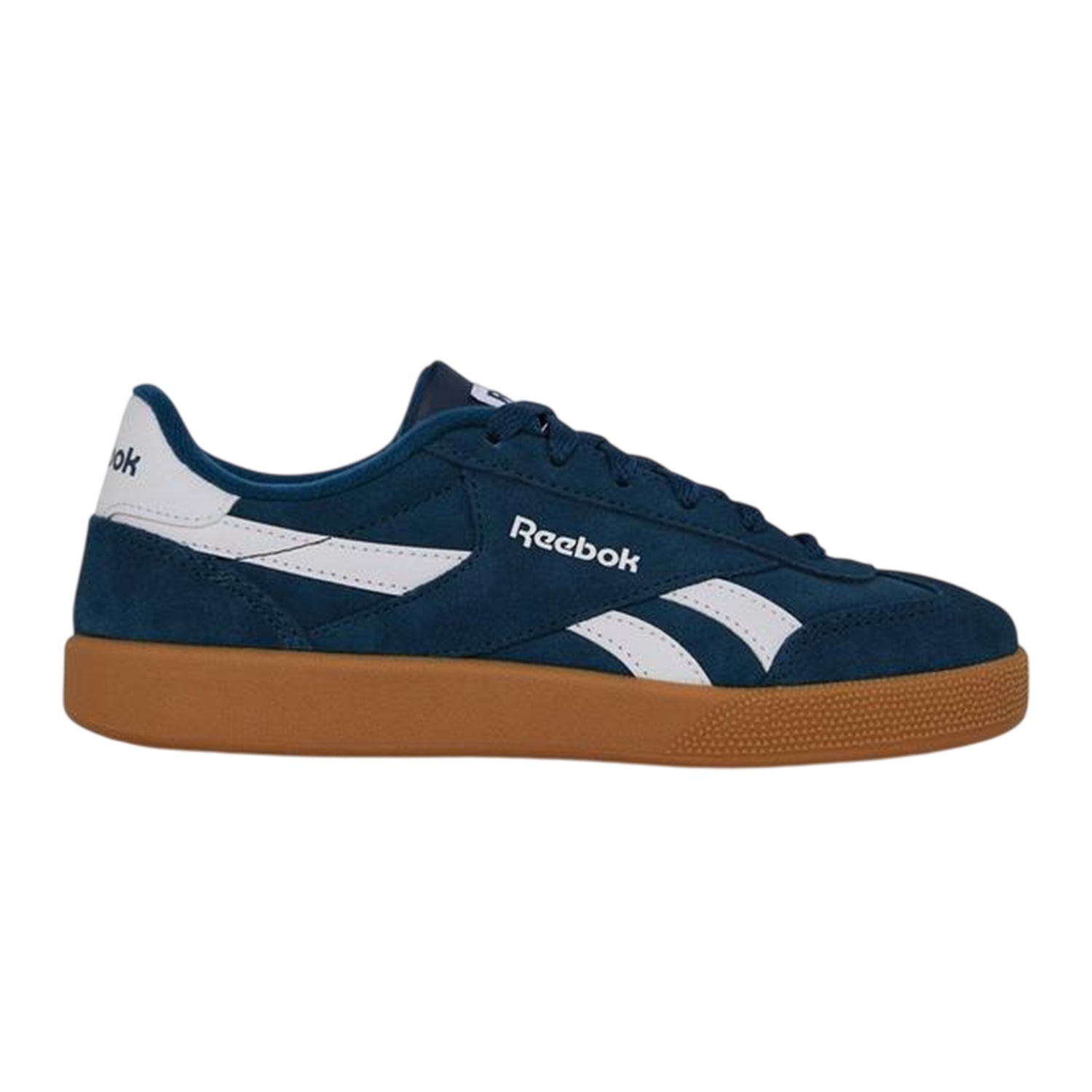 Navy-White - Front - Reebok Unisex Adult Smash Edge Striped Suede Flat Trainers