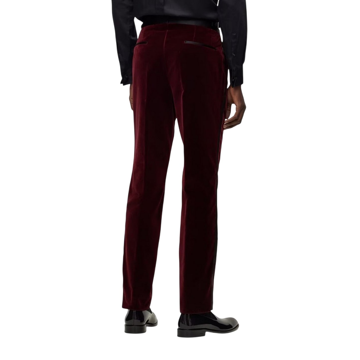 Dark Red - Back - Boss Mens C-Genius Tuxedo Trousers
