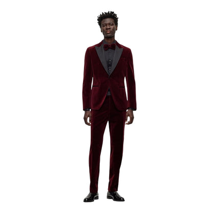 Dark Red - Side - Boss Mens C-Genius Tuxedo Trousers