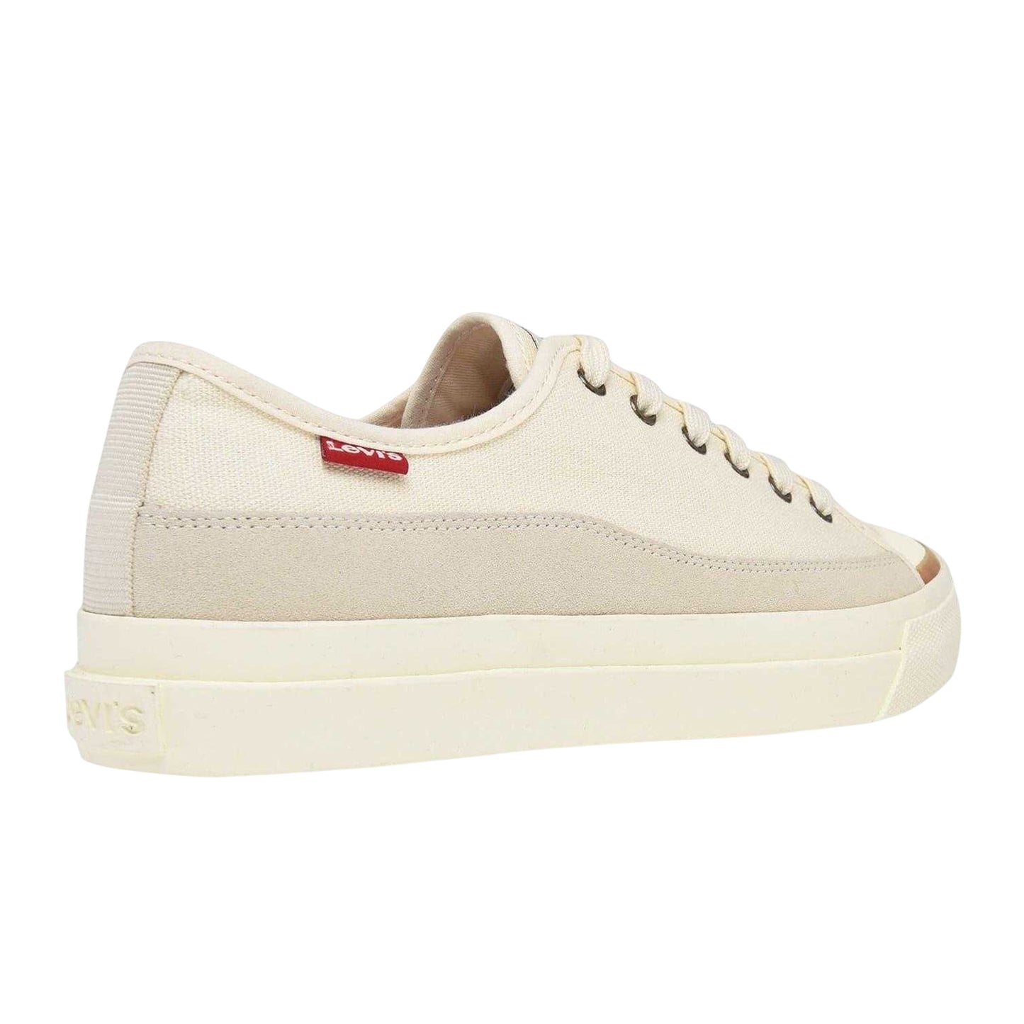 Ecru - Back - Levis Mens Square Canvas Flatform Trainers