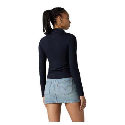 Anthracite - Back - Levis Womens-Ladies Nina Mock Neck Slim Long-Sleeved T-Shirt