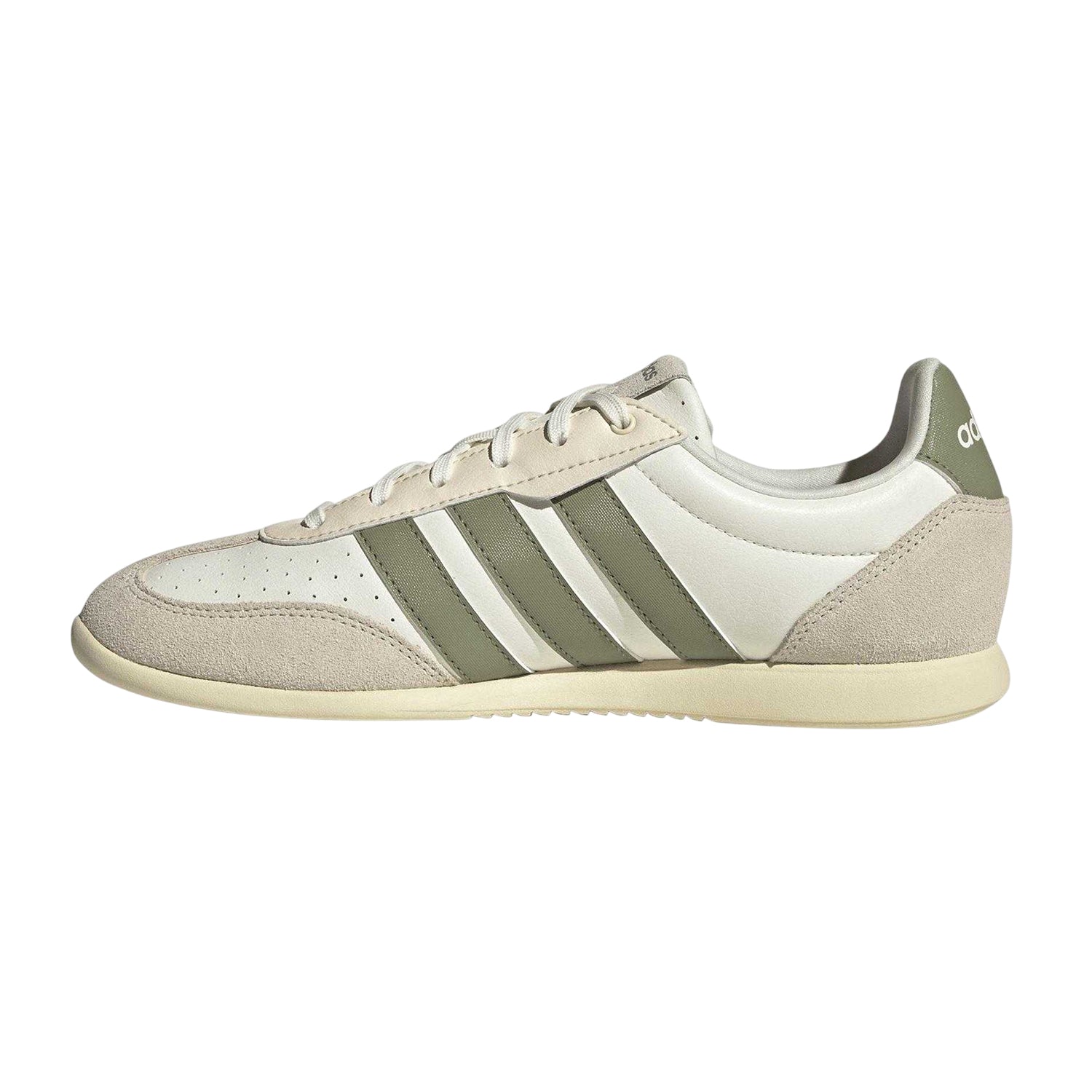 Off White-Green - Side - Adidas Womens-Ladies Barreda Low Trainers