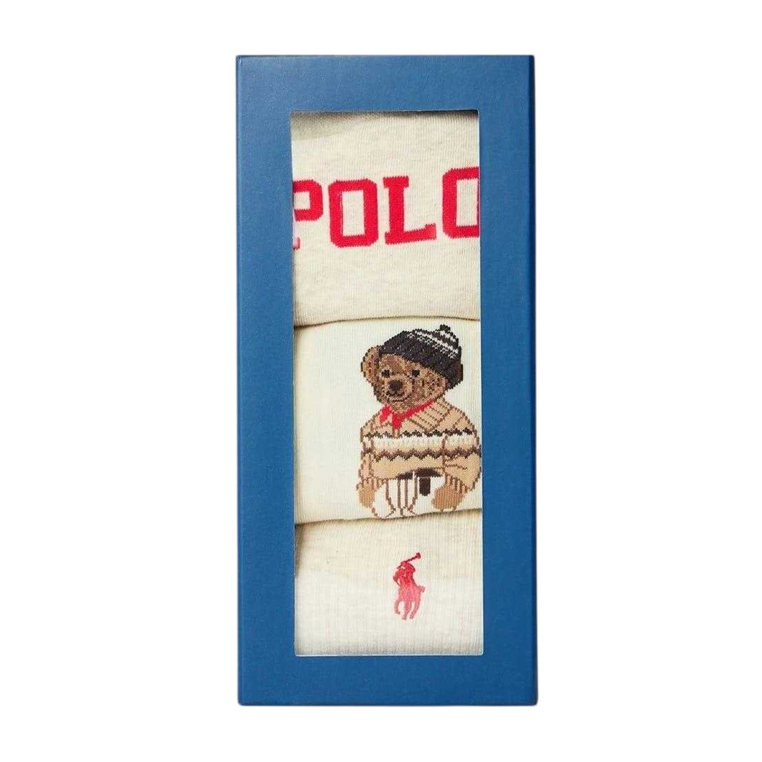 Multicoloured - Back - Ralph Lauren Womens-Ladies Polo Bear Crew Socks (Pack of 3)