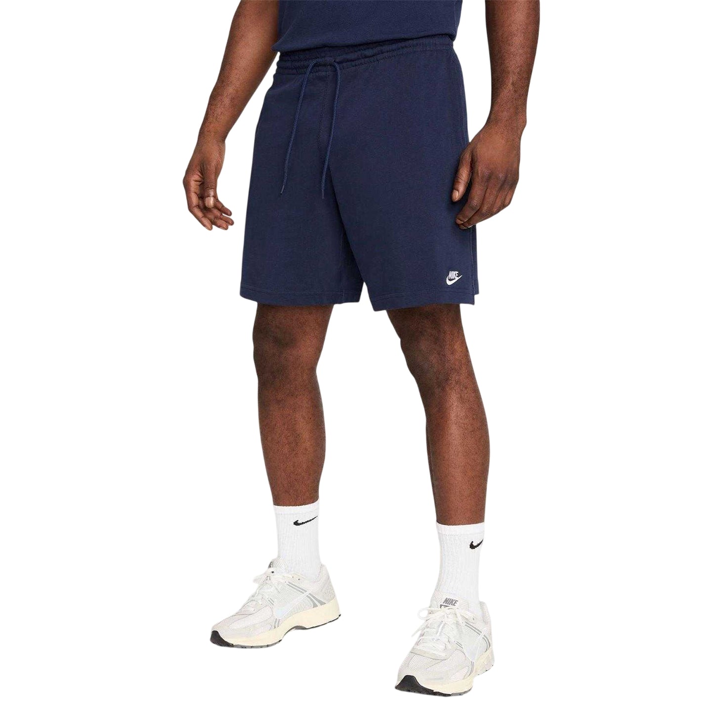Navy - Side - Nike Mens Club Embroidered Logo Shorts