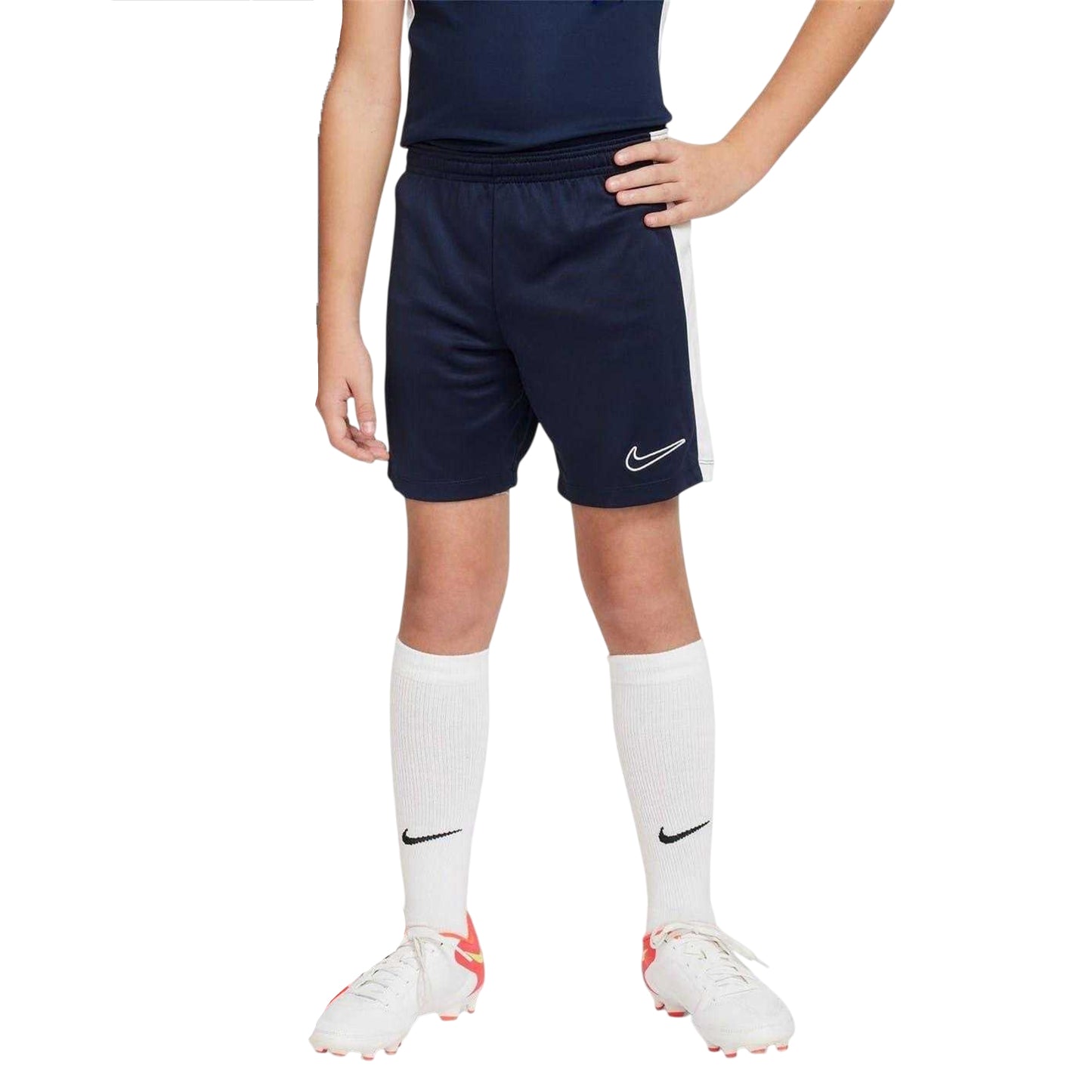 Solid Navy-Solid White - Side - Nike Childrens-Kids Logo Shorts