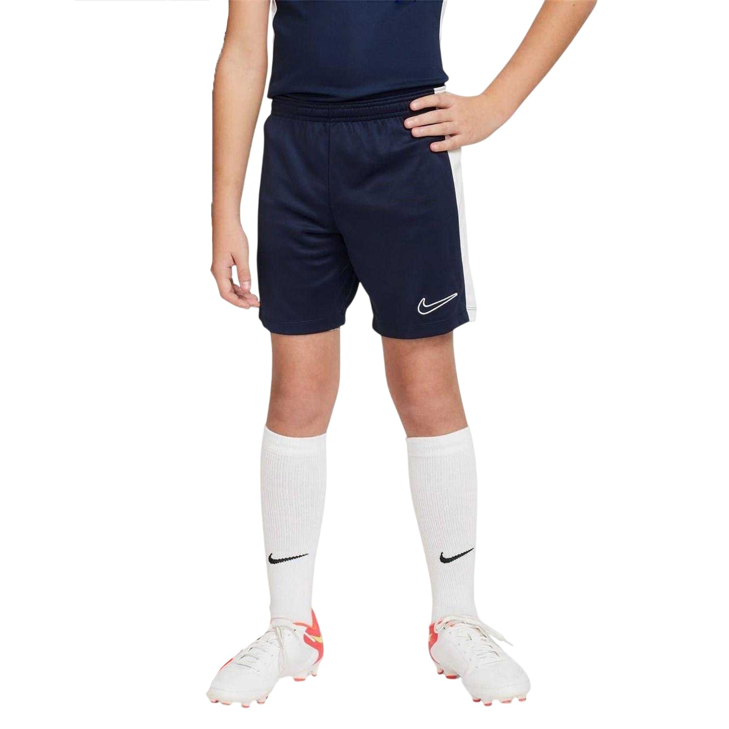 Solid Navy-Solid White - Side - Nike Childrens-Kids Logo Shorts