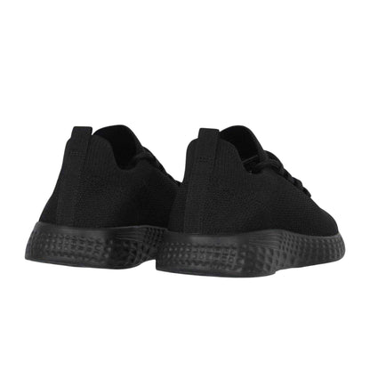 Black - Back - Fabric Childrens-Kids Santo Mesh Lace Up Trainers