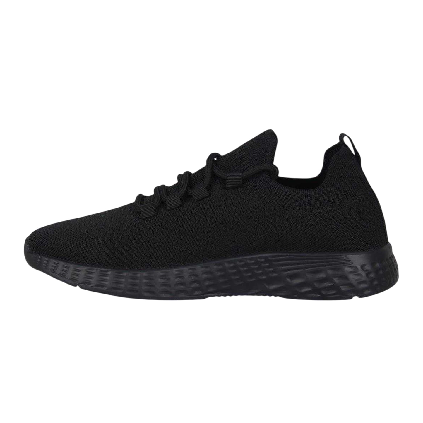 Black - Side - Fabric Childrens-Kids Santo Mesh Lace Up Trainers