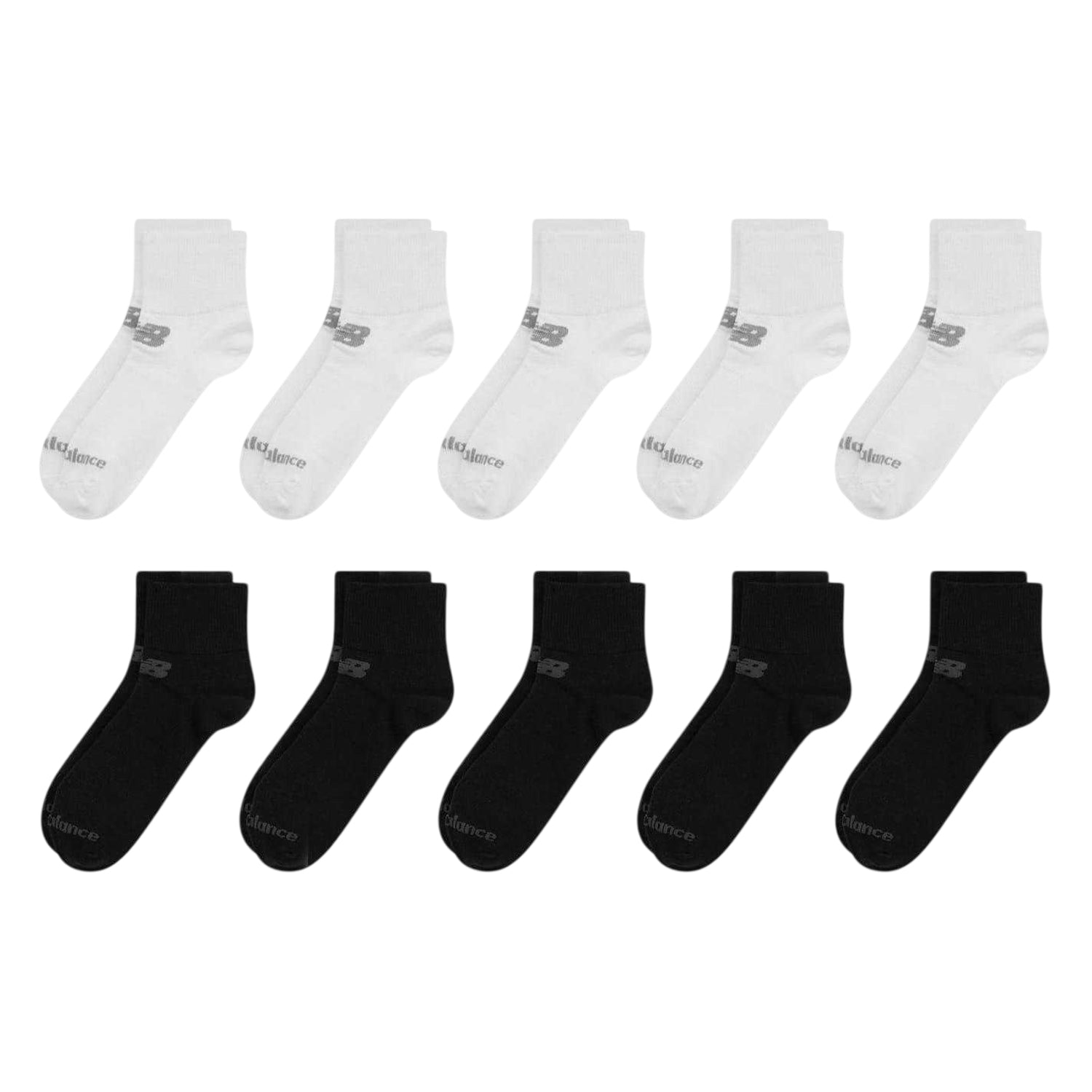 White-Black - Front - New Balance Unisex Adult Ankle Socks (Pack of 10)