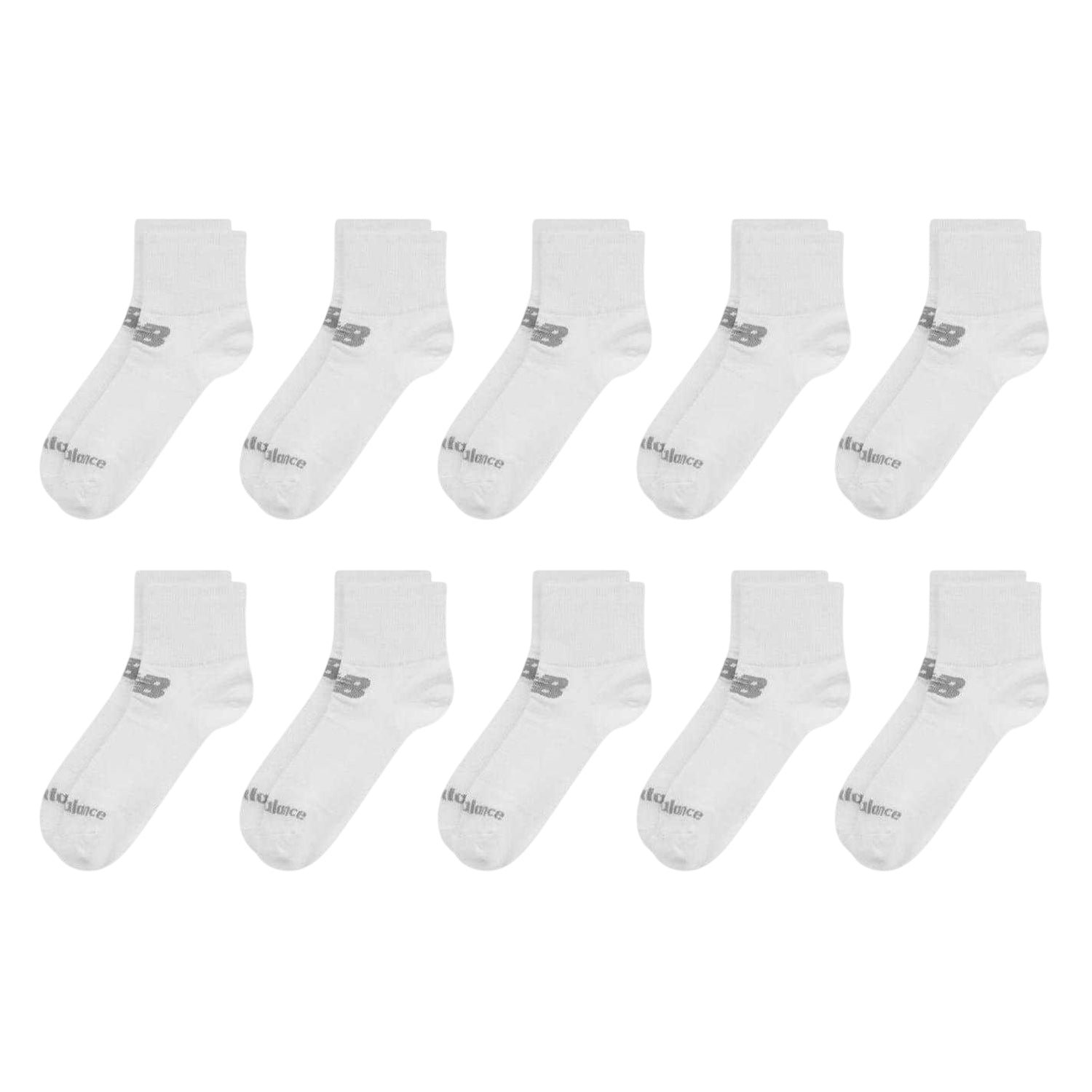 White - Front - New Balance Unisex Adult Ankle Socks (Pack of 10)