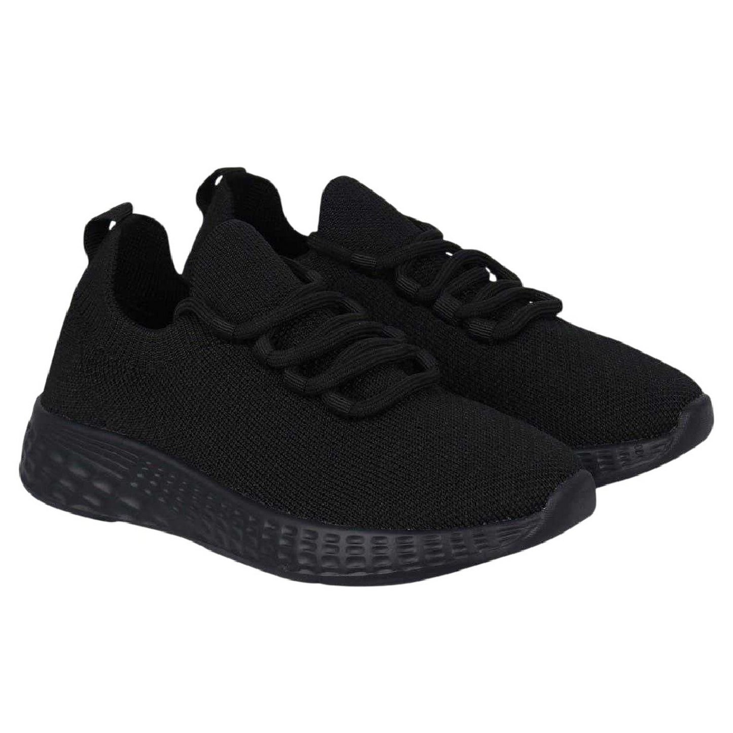 Black - Front - Fabric Childrens-Kids Santo Knitted Trainers