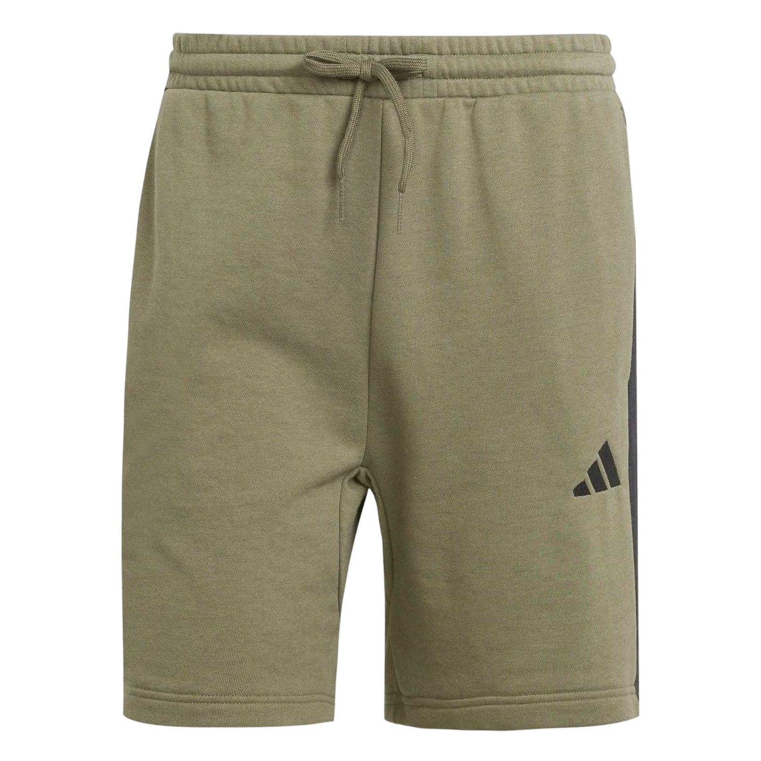 Olive Strata - Front - Adidas Mens Fleece 3 Stripes Shorts