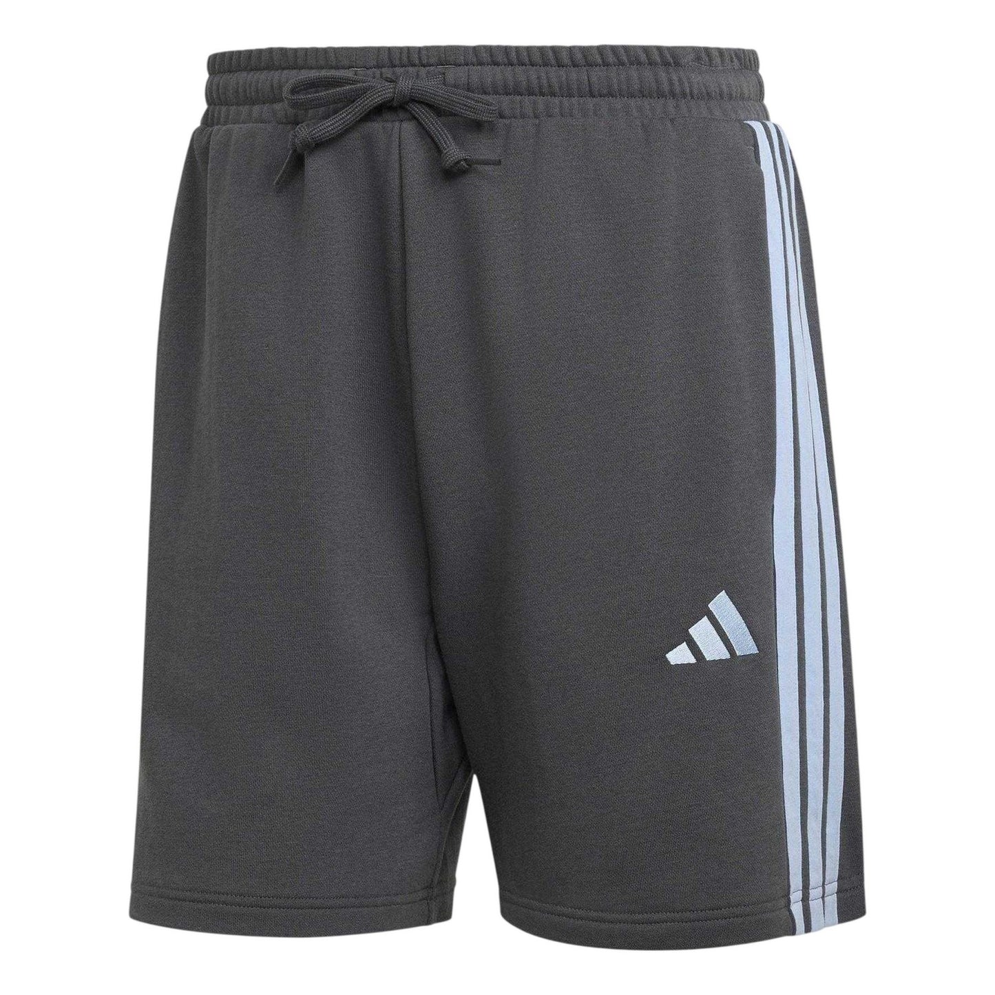 Grey-Blue - Front - Adidas Mens Fleece 3 Stripes Shorts