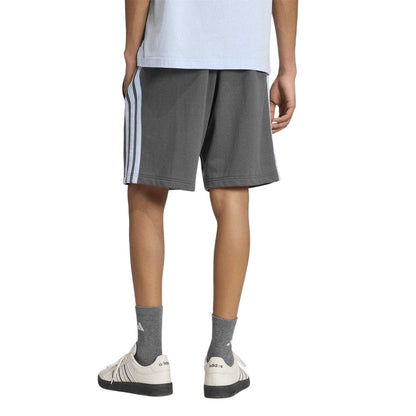 Grey-Blue - Back - Adidas Mens Fleece 3 Stripes Shorts