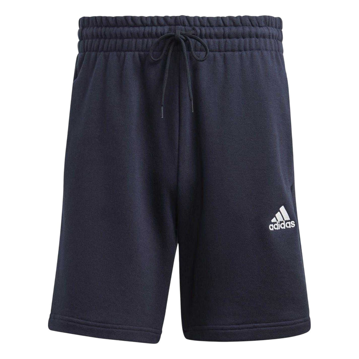 Navy-White - Front - Adidas Mens Fleece 3 Stripes Shorts
