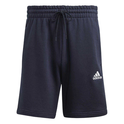Navy-White - Front - Adidas Mens Fleece 3 Stripes Shorts