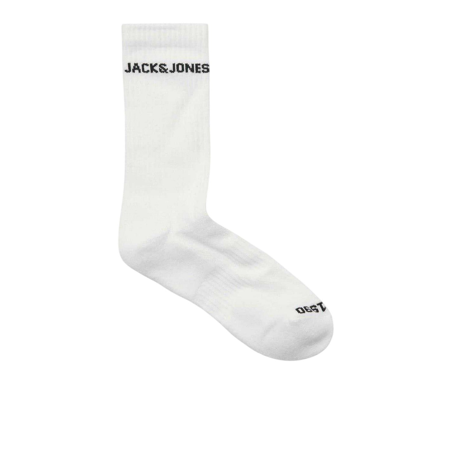 Black-White - Side - Jack And Jones Mens Basic Logo Crew Socks (Pack of 2)