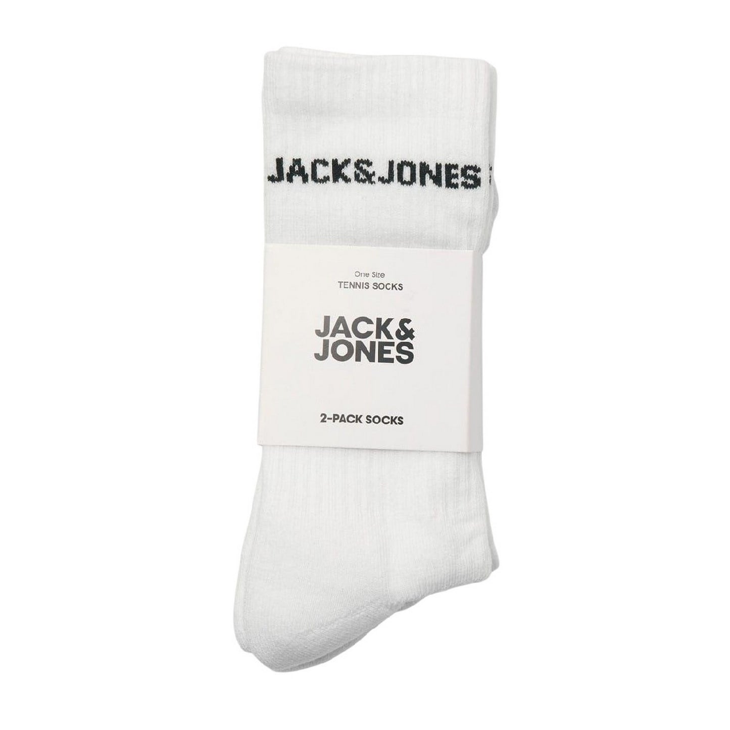 White - Front - Jack And Jones Mens Basic Logo Crew Socks (Pack of 2)