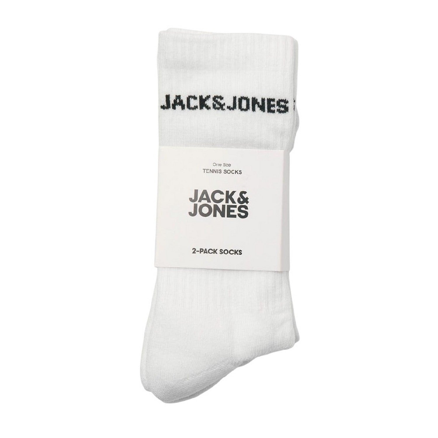 White - Front - Jack And Jones Mens Basic Logo Crew Socks (Pack of 2)