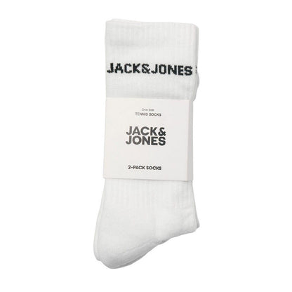 White - Front - Jack And Jones Mens Basic Logo Crew Socks (Pack of 2)