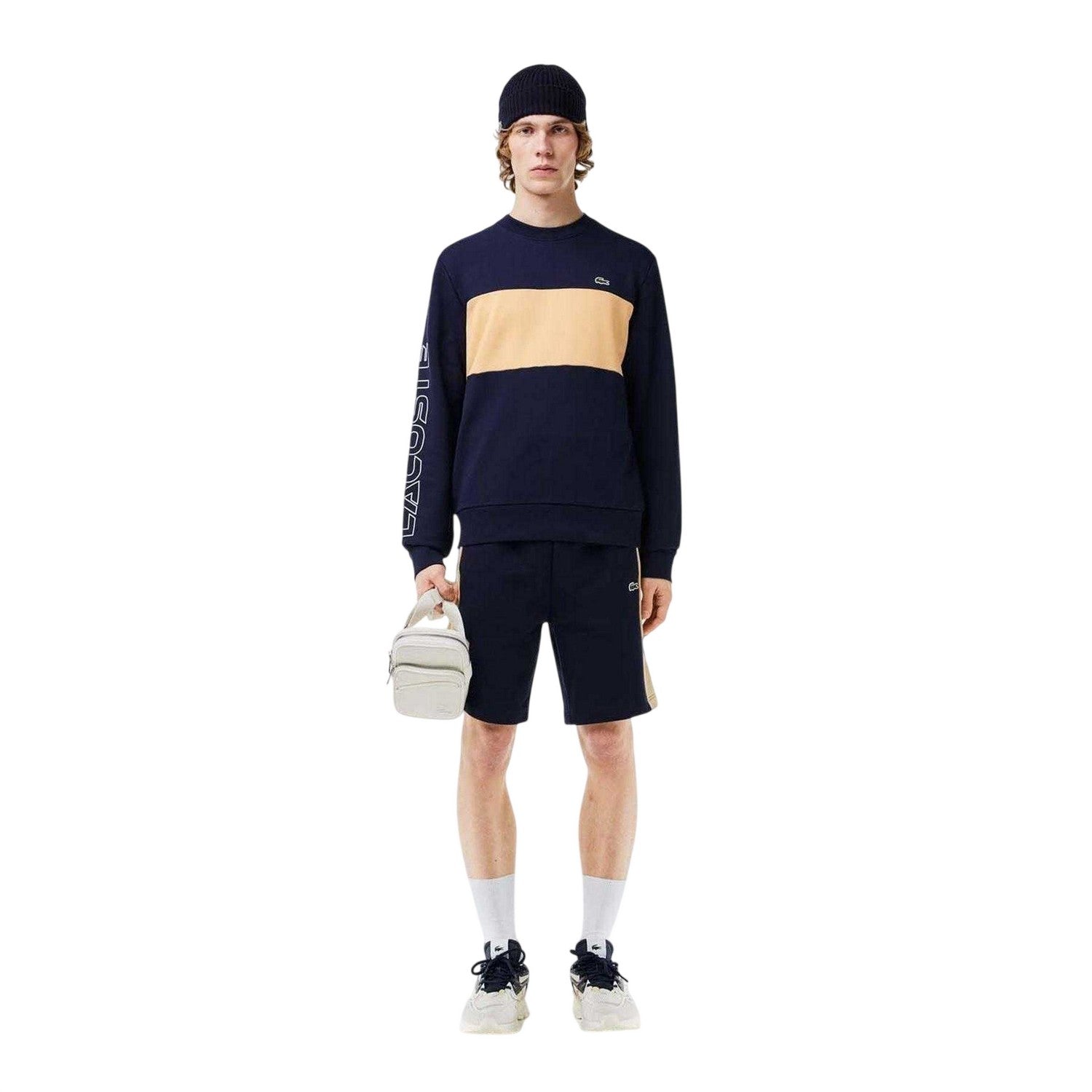 Navy - Side - Lacoste Mens Colour Block Classic Sweatshirt