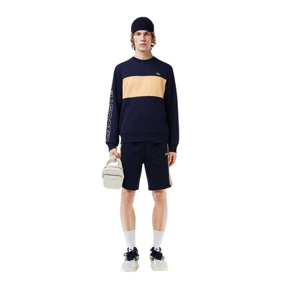 Navy - Side - Lacoste Mens Colour Block Classic Sweatshirt