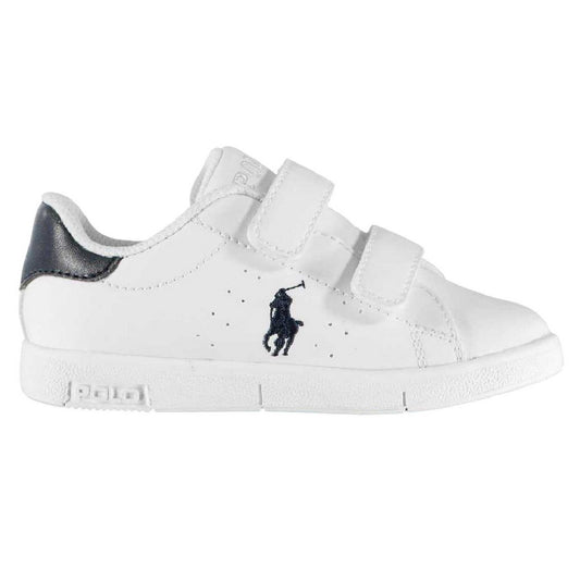 White-Navy - Front - Ralph Lauren Childrens-Kids Heritage Trainers