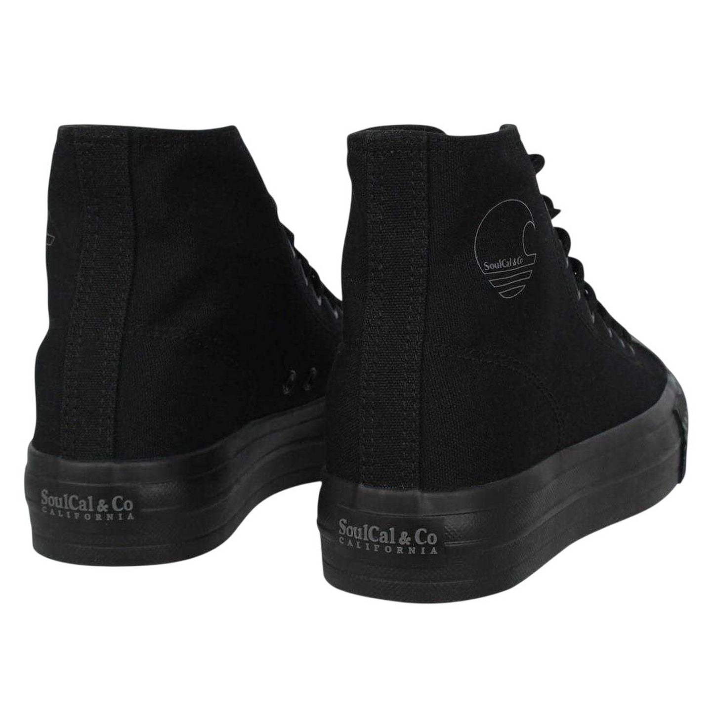 Black - Back - SoulCal Womens-Ladies Canvas High-top Platform High Top Trainers
