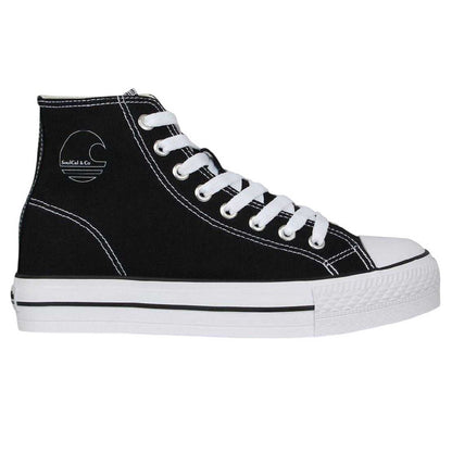 Black-White - Front - SoulCal Womens-Ladies Canvas High-top Platform High Top Trainers
