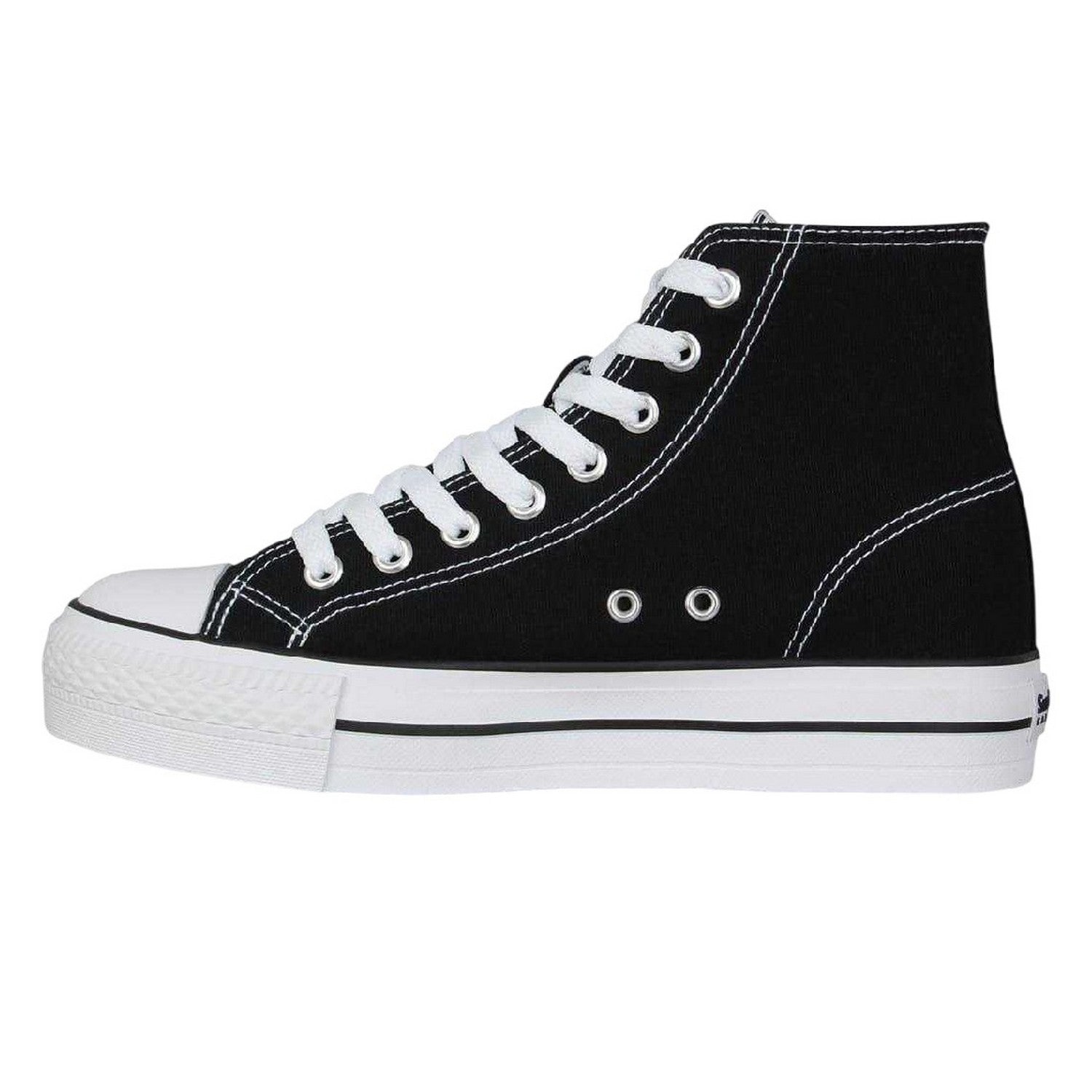 Black-White - Side - SoulCal Womens-Ladies Canvas High-top Platform High Top Trainers
