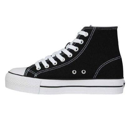 Black-White - Side - SoulCal Womens-Ladies Canvas High-top Platform High Top Trainers