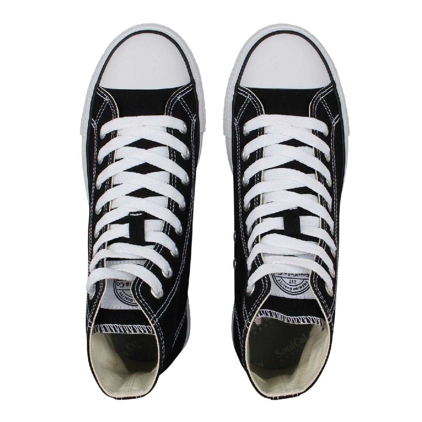 Black-White - Lifestyle - SoulCal Womens-Ladies Canvas High-top Platform High Top Trainers