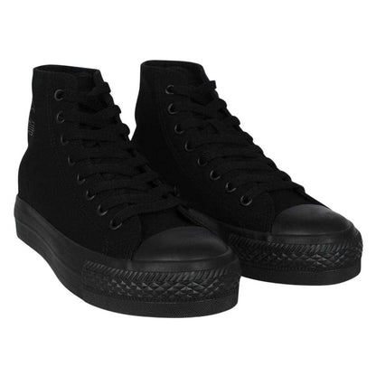 Black - Front - SoulCal Womens-Ladies Canvas High-top Platform High Top Trainers