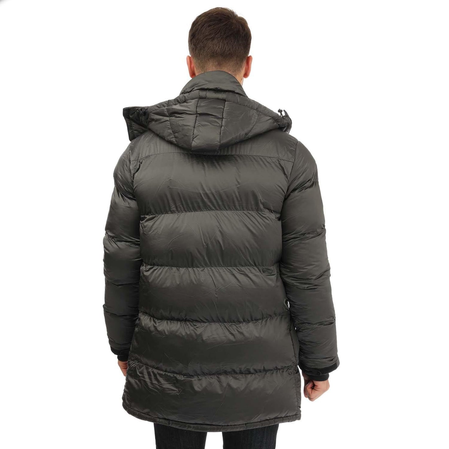Grey - Back - Loyalty & Faith Mens Mentos Long Puffer Jacket