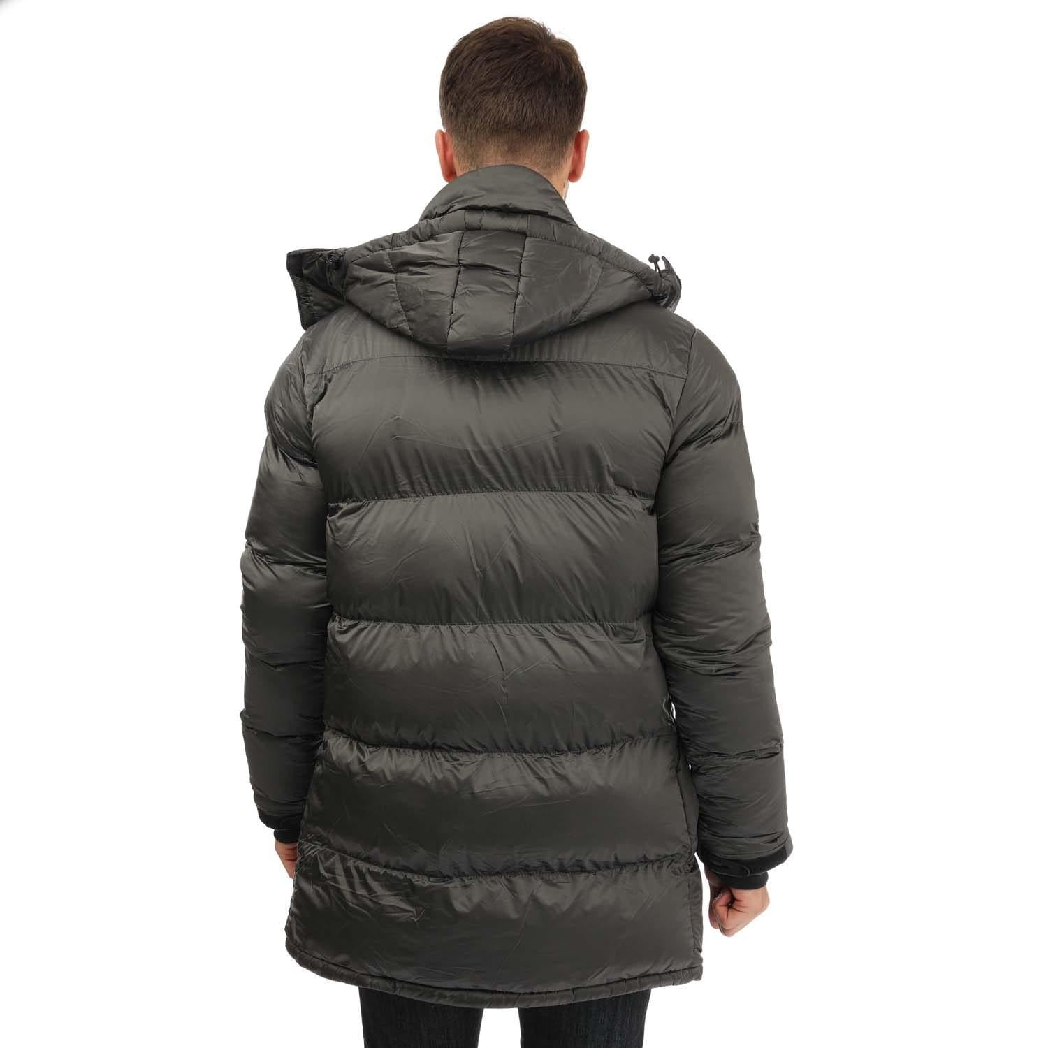 Grey - Back - Loyalty & Faith Mens Mentos Long Puffer Jacket