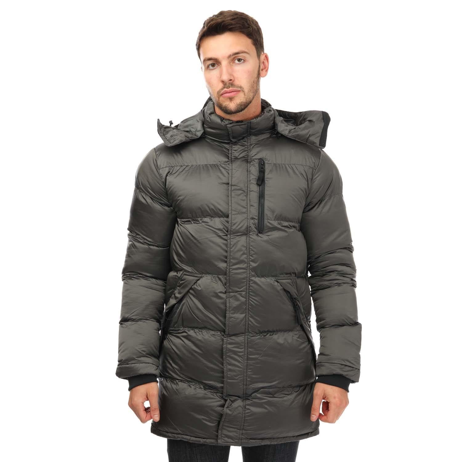 Grey - Front - Loyalty & Faith Mens Mentos Long Puffer Jacket
