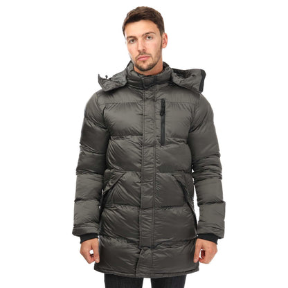 Grey - Front - Loyalty & Faith Mens Mentos Long Puffer Jacket