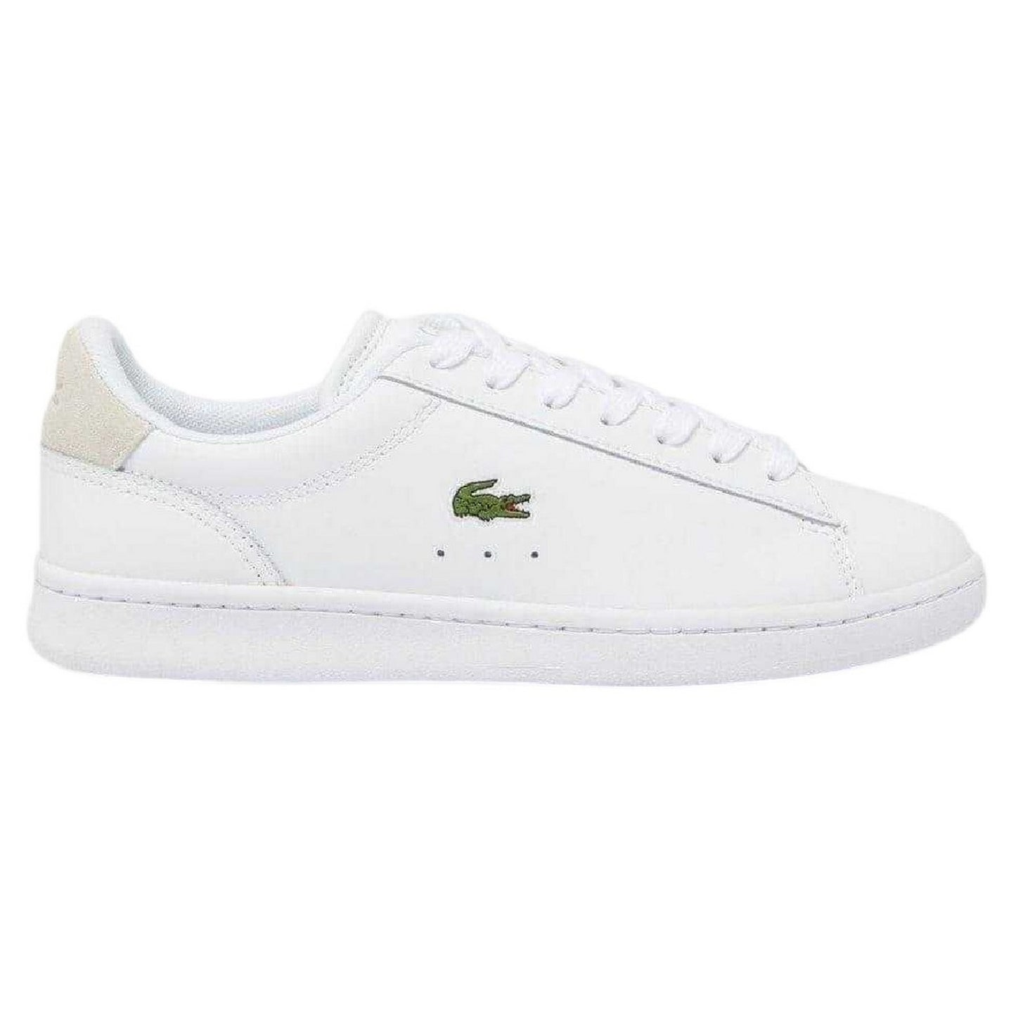 White - Side - Lacoste Womens-Ladies Carnaby Leather Flat Trainers