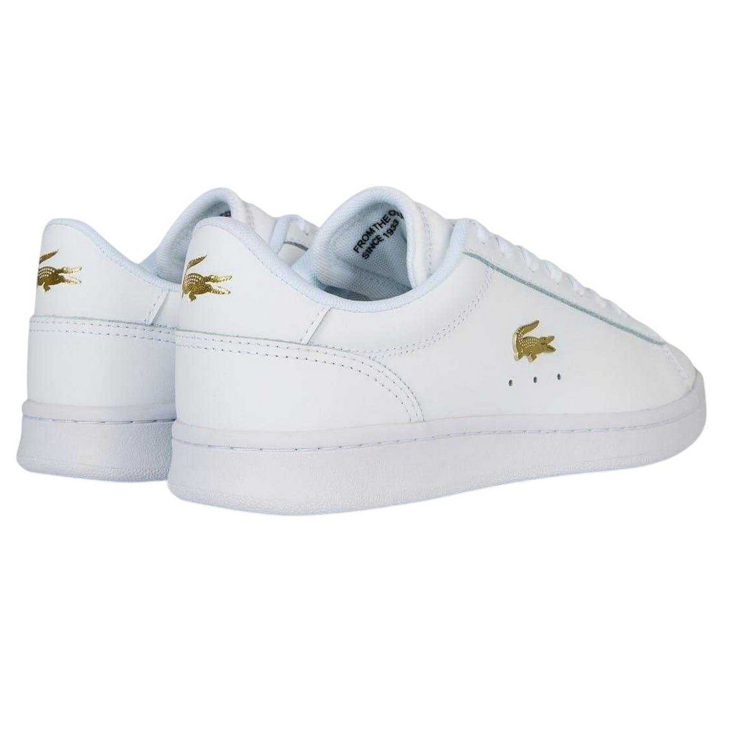 White-Gold - Back - Lacoste Womens-Ladies Carnaby Leather Flat Trainers