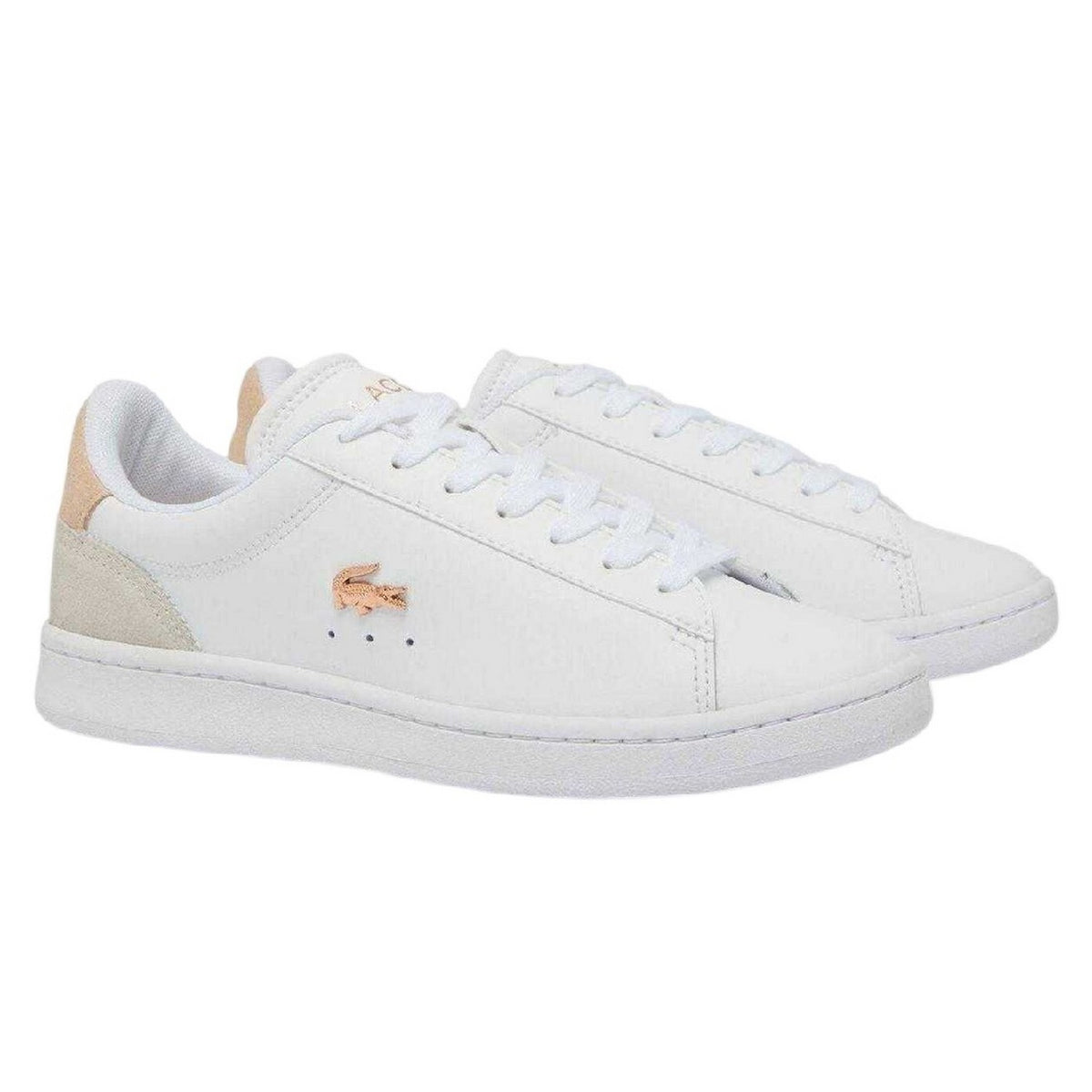 White-Light Pink - Front - Lacoste Womens-Ladies Carnaby Leather Flat Trainers