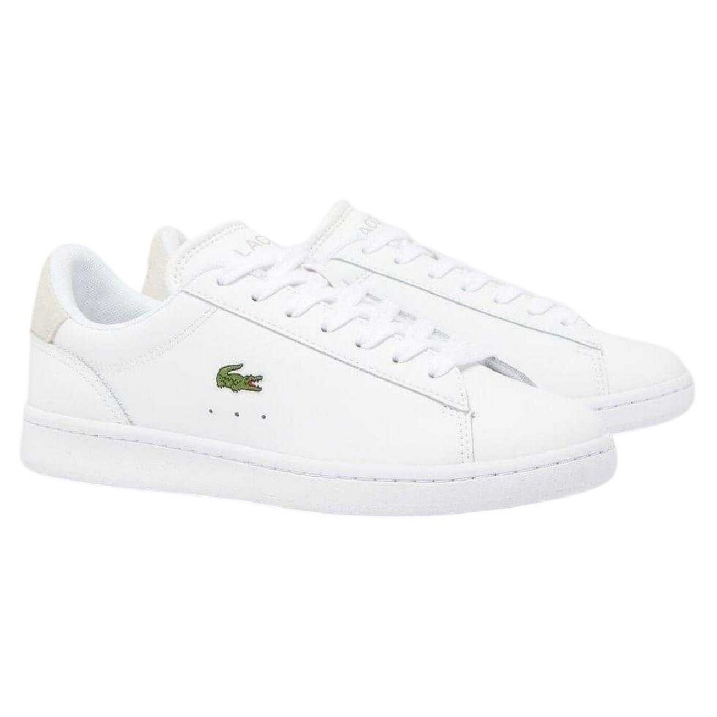 White - Front - Lacoste Womens-Ladies Carnaby Leather Flat Trainers