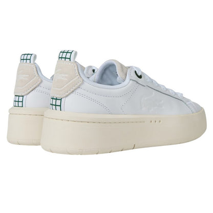 White-Green - Back - Lacoste Womens-Ladies Carnaby Leather Platform Trainers