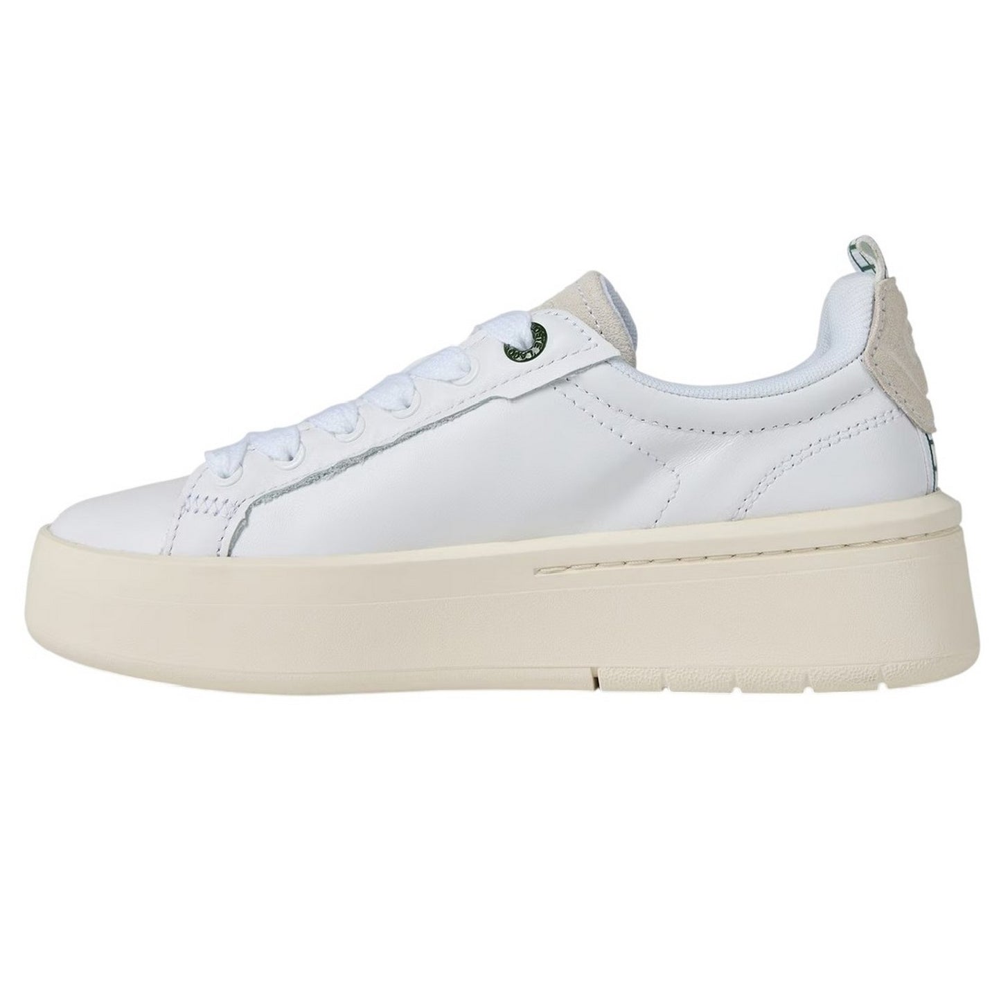 White-Green - Side - Lacoste Womens-Ladies Carnaby Leather Platform Trainers