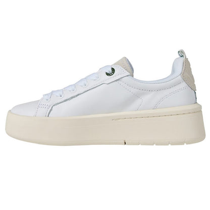 White-Green - Side - Lacoste Womens-Ladies Carnaby Leather Platform Trainers