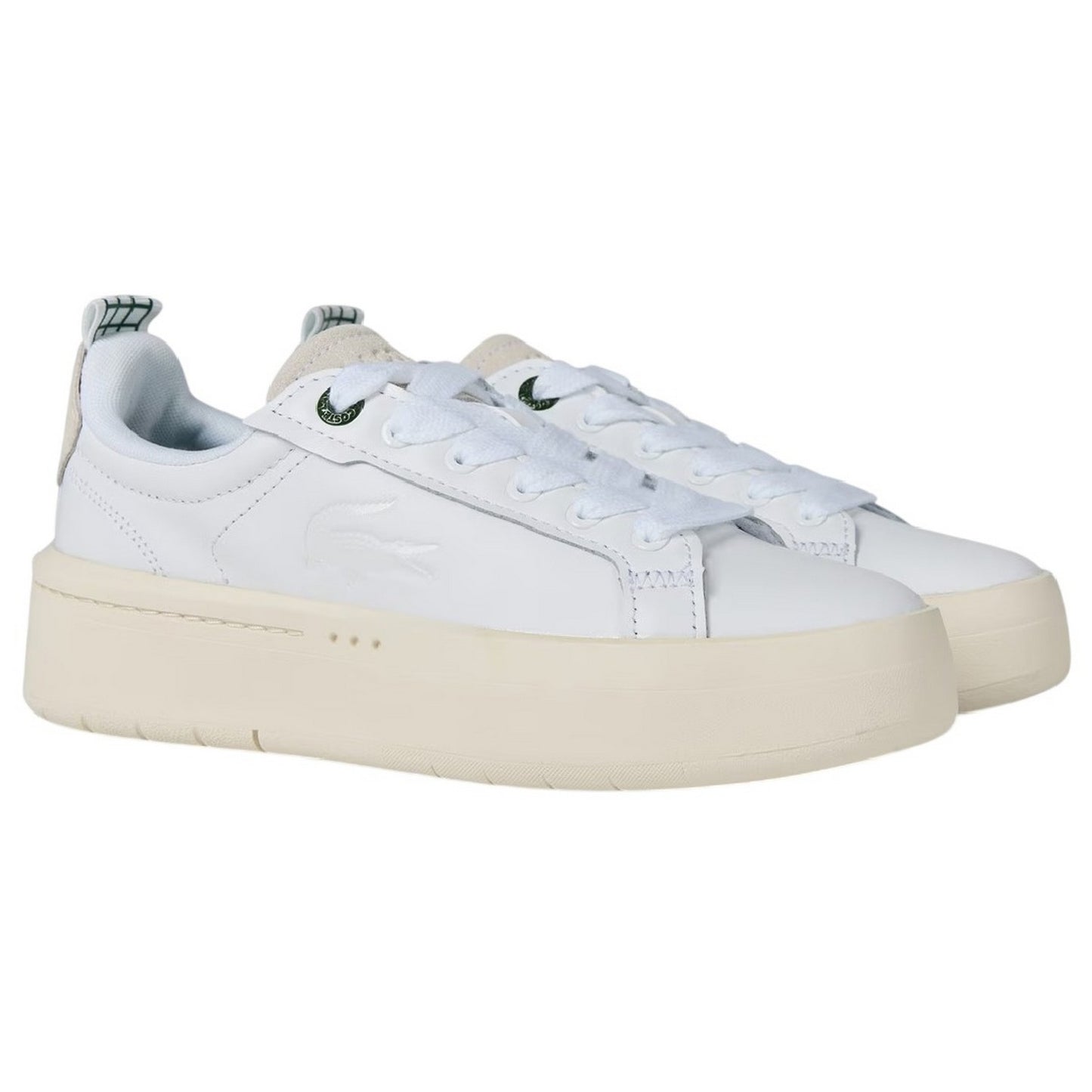 White-Green - Front - Lacoste Womens-Ladies Carnaby Leather Platform Trainers