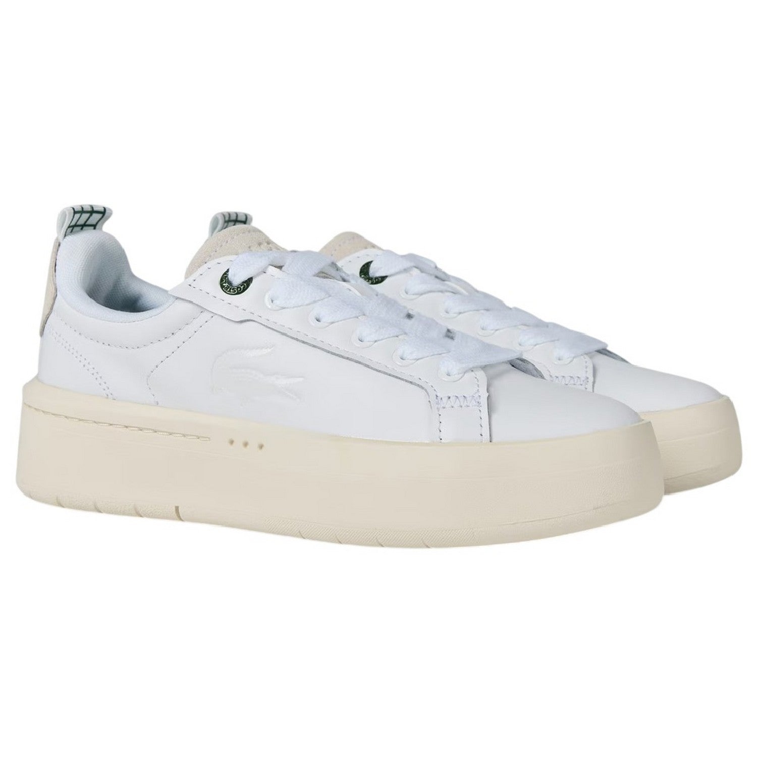 White-Green - Front - Lacoste Womens-Ladies Carnaby Leather Platform Trainers