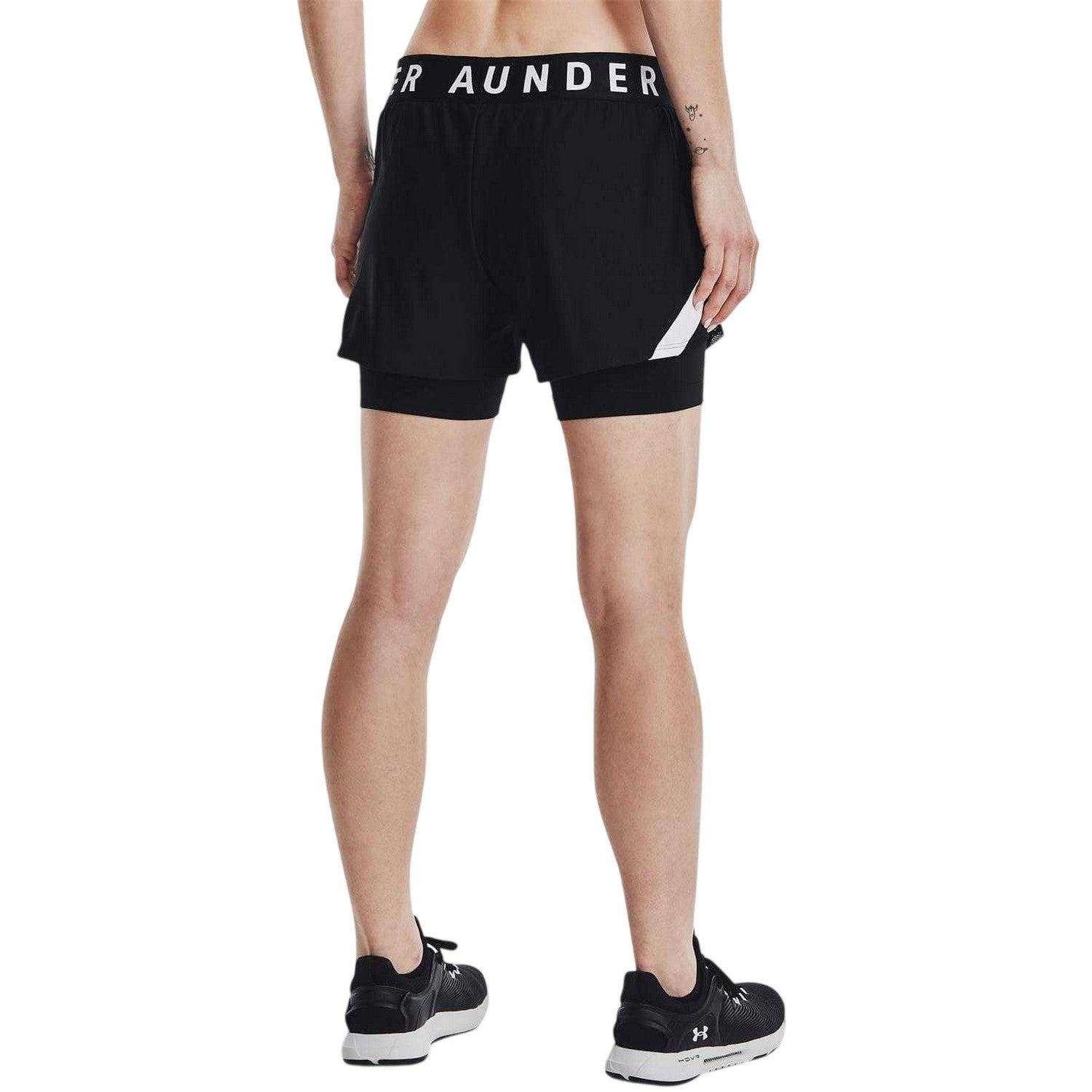 Black - Back - Under Armour Womens-Ladies 2 in 1 Shorts