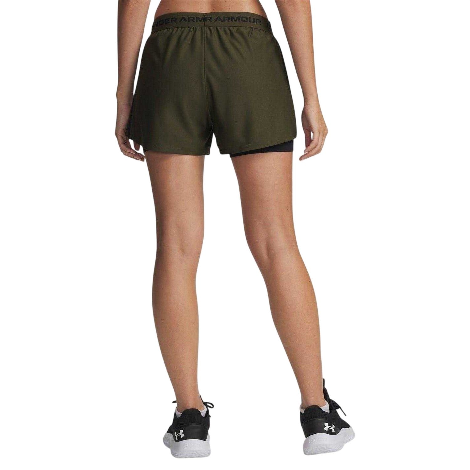 Green - Back - Under Armour Womens-Ladies 2 in 1 Shorts