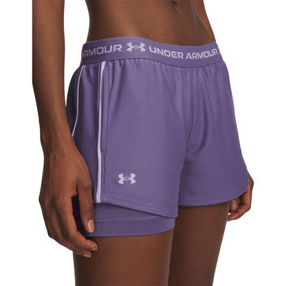 Purple - Front - Under Armour Womens-Ladies 2 in 1 Shorts