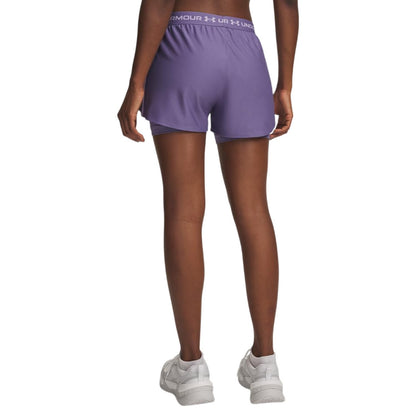 Purple - Back - Under Armour Womens-Ladies 2 in 1 Shorts